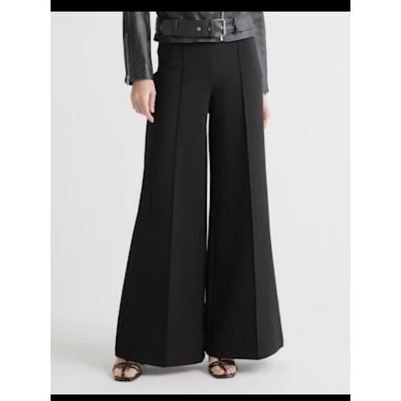Quince Pants - Quince Pants Womens Large Ultra Ponte Stretch Super Wide Leg Split Seam Front